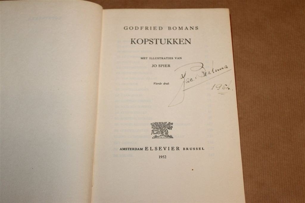 Kopstukken — Godfried Bomans, Jo Spier, Elsevier 1952, Boeken, Ophalen of Verzenden, Gelezen