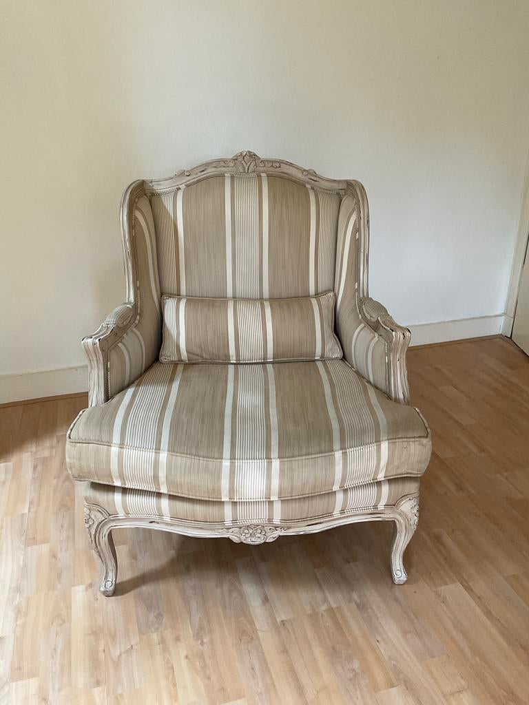 Elegante fauteuil met gestreepte bekleding, Ophalen, Gebruikt, Overige kleuren, Eén