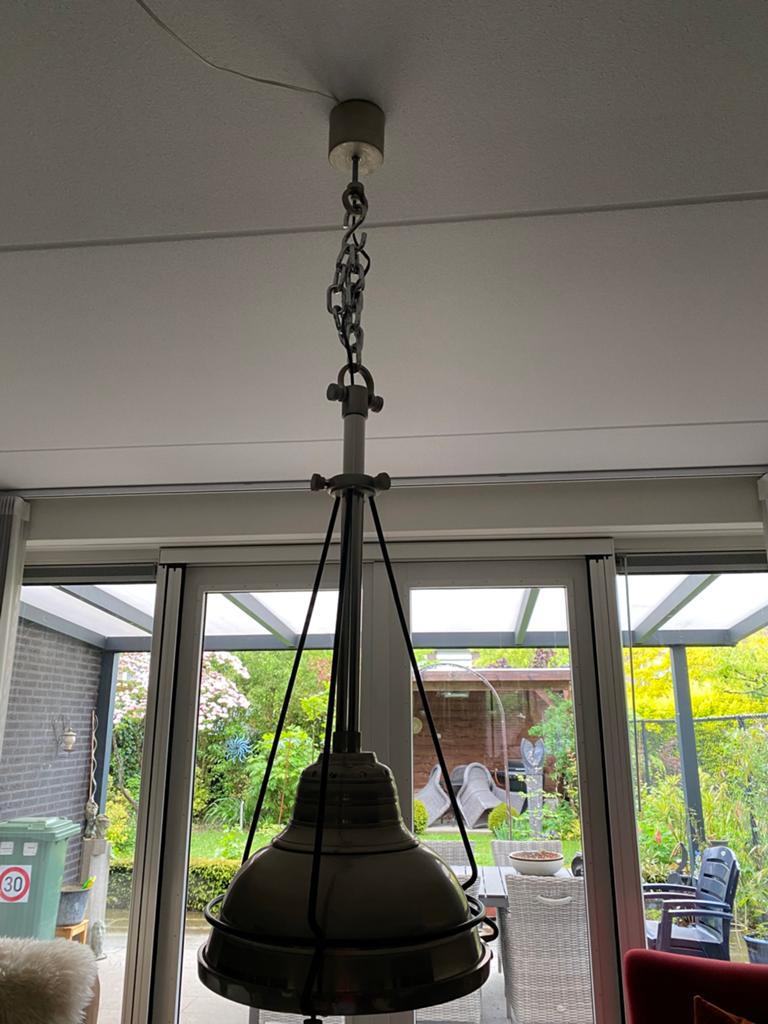 Industriële hanglamp zilverkleur - Stoere plafondlamp, Ophalen, Gebruikt, Metaal, 75 cm of meer