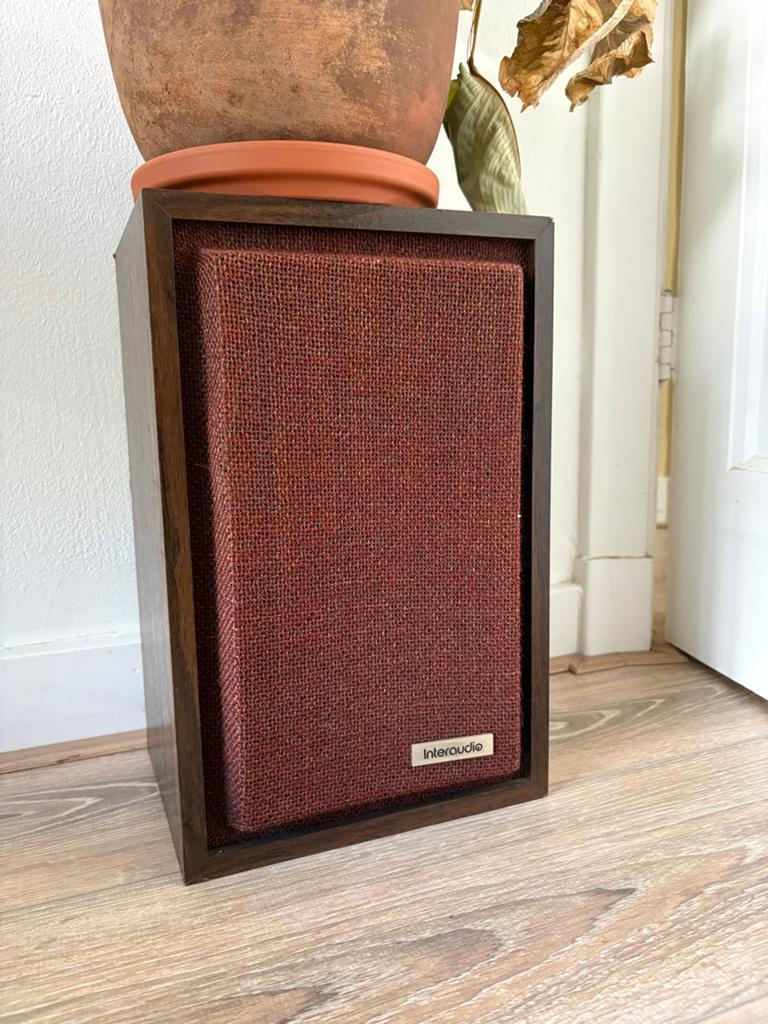 2 Interaudio boxen - Vintage speakers, Ophalen, Gebruikt, Front, Rear of Stereo speakers, Overige merken