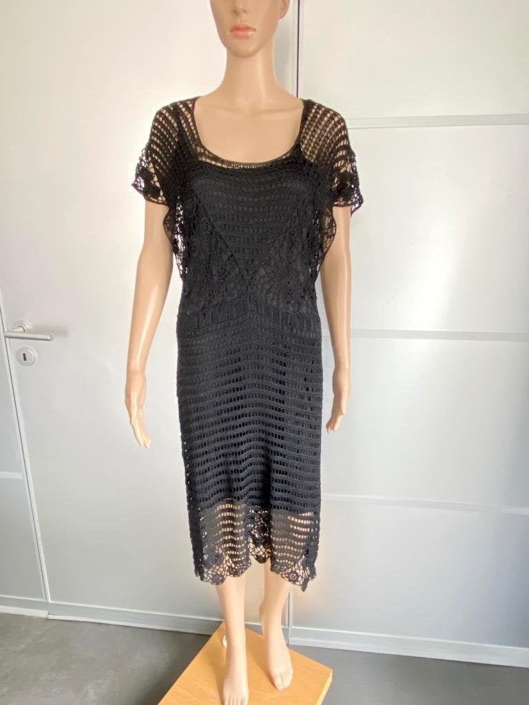 i426 Nicowa maat 40=M gehaakt jurk jurkje zwart, Kleding | Dames, Maat 38/40 (M), Zwart, Nicowa, Ophalen of Verzenden