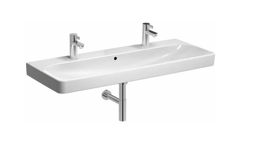 Sphinx 335 Wastafel 120x48cm met 2 kraangaten en overloop, Ophalen, Nieuw, Steen, Wastafel