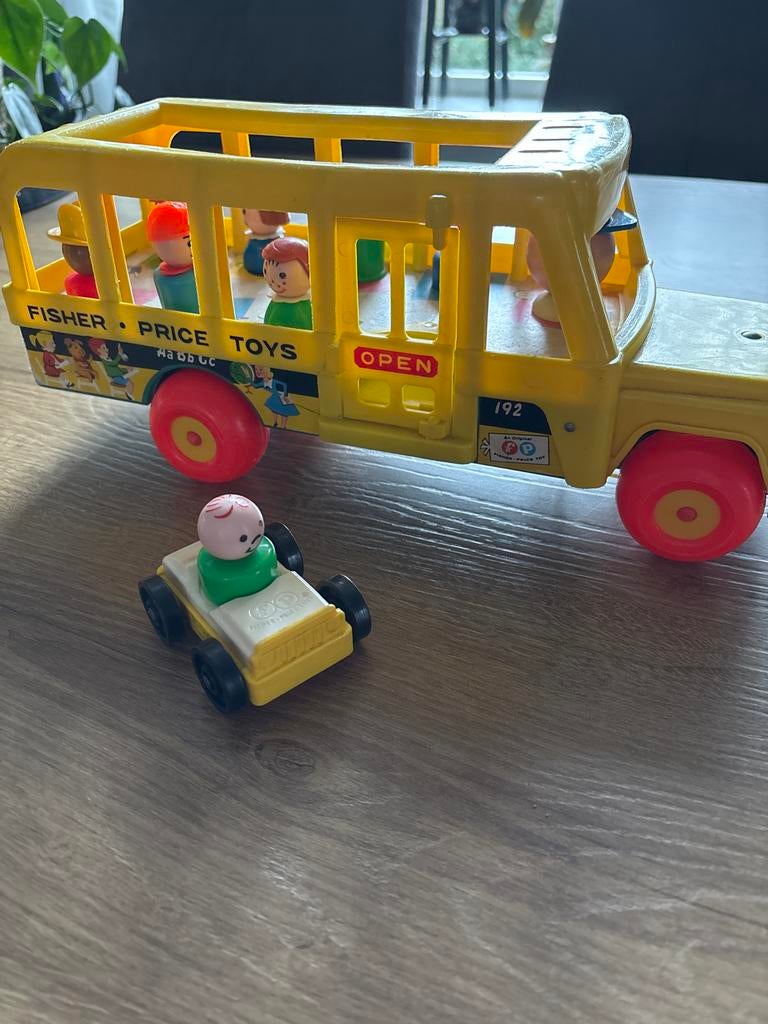 Vintage Fisher-Price Schoolbus met figuren, Ophalen of Verzenden, Gebruikt, Jongen of Meisje