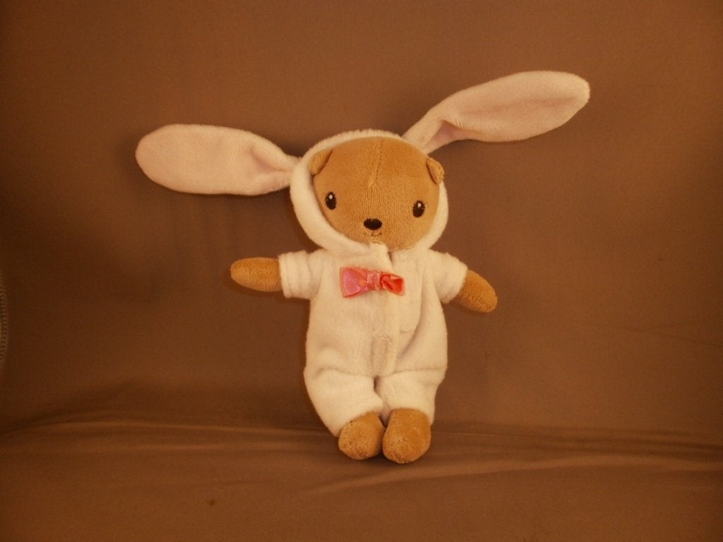H&M bruin beer beertje in wit konijnen pakje roze oren 16 cm, Overige merken, Meerkleurig, Klein (minder dan 20 cm), Konijn