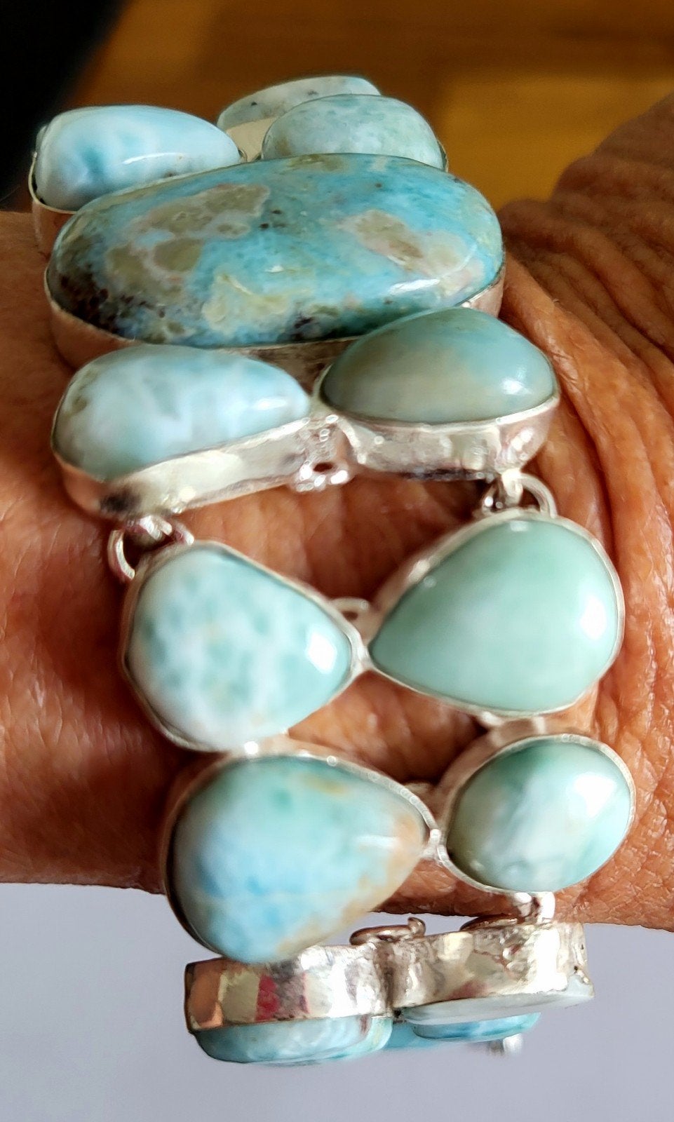 Zilveren 925 Armband met Larimar Edelstenen Zeer exclusief, Blauw, Nieuw, Ophalen of Verzenden, Met edelsteen