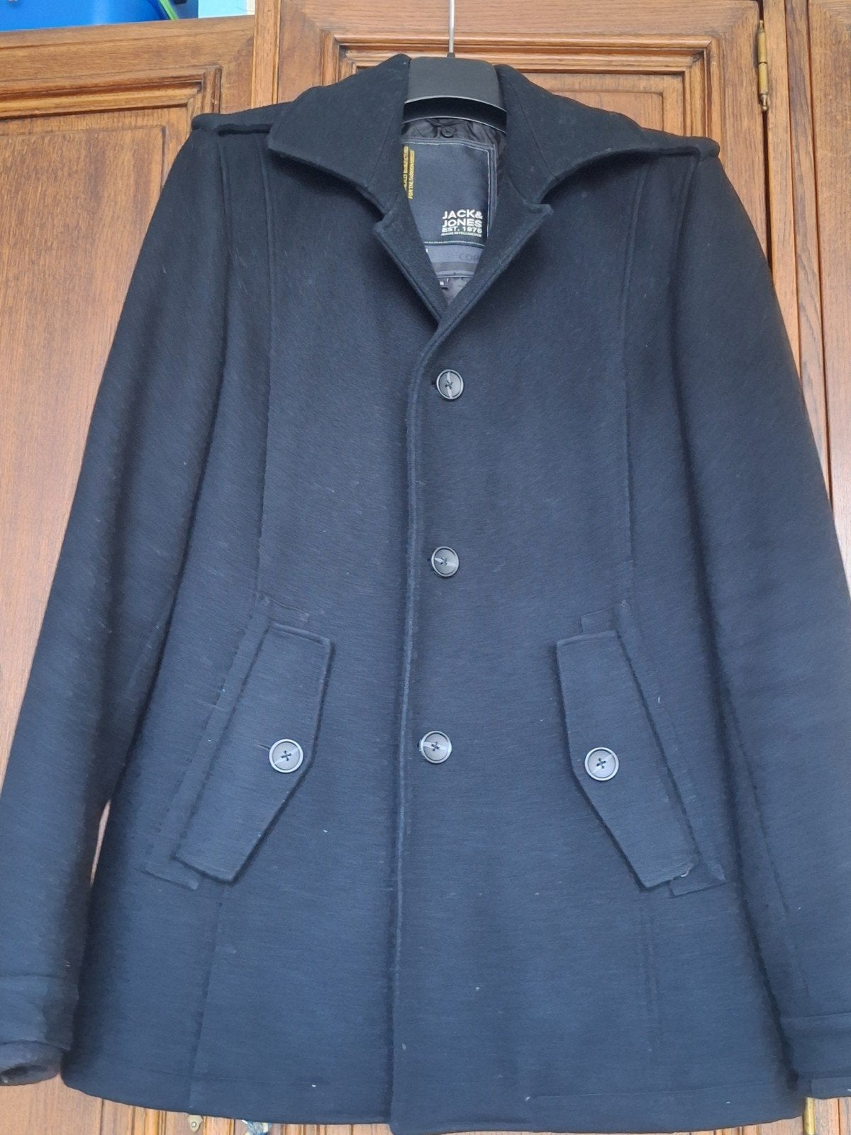 Jack & Jones winterjas, Ophalen, Maat 48/50 (M), Zwart, Gedragen