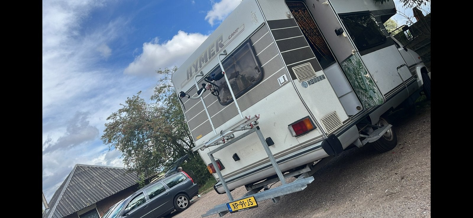 Robuuste scooter-, fatbike-drager hymer camper, Ophalen, 2 fietsen, Gebruikt, Achterklepdrager