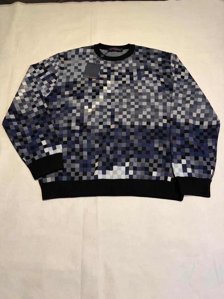 Louis Vuitton Pixel Damier Trui Maat L, Ophalen of Verzenden, Nieuw, Maat 52/54 (L), Blauw