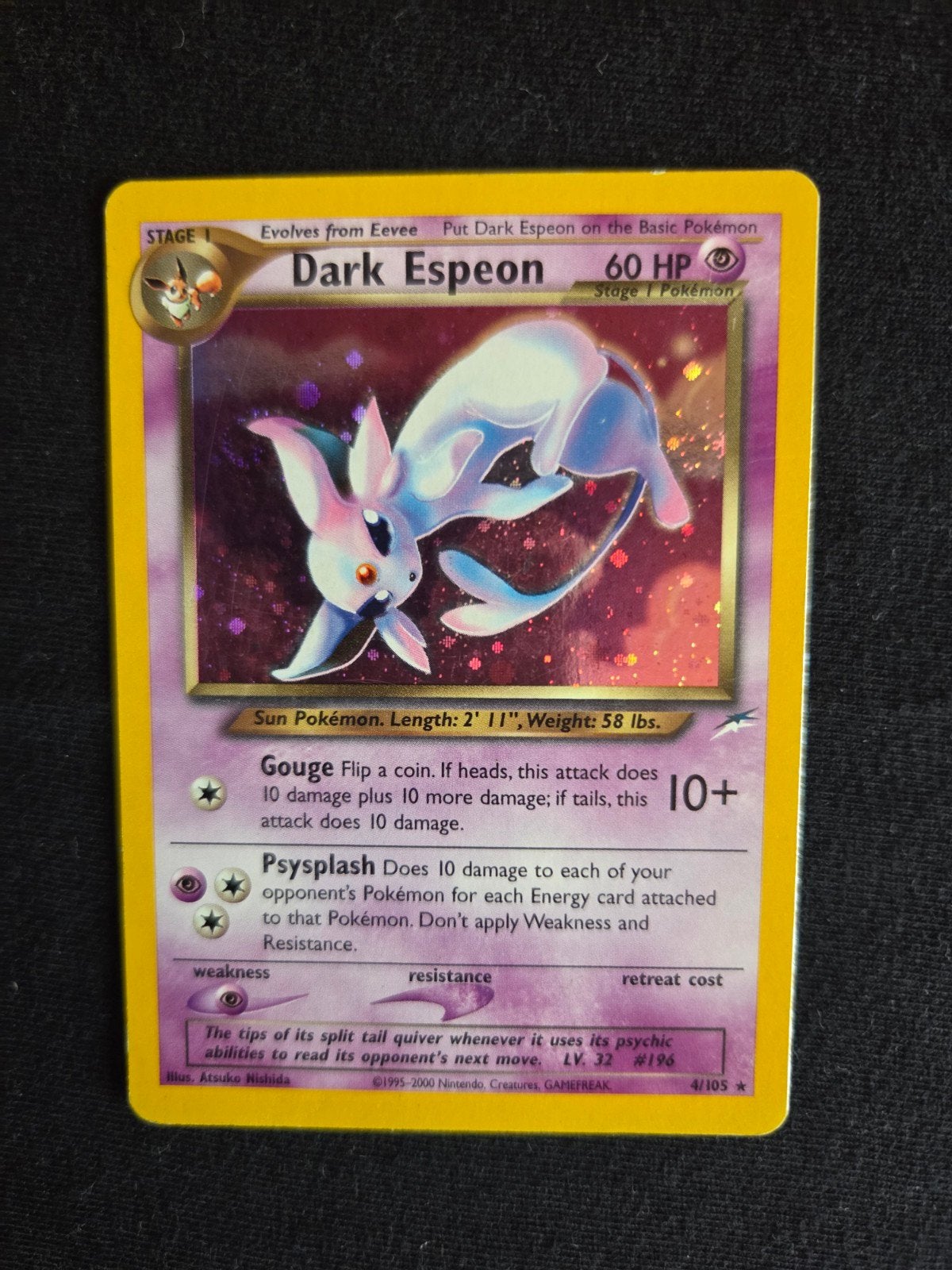 Dark Espeon Holo met Swirl - Pokémon Kaart, Hobby en Vrije tijd, Ophalen of Verzenden