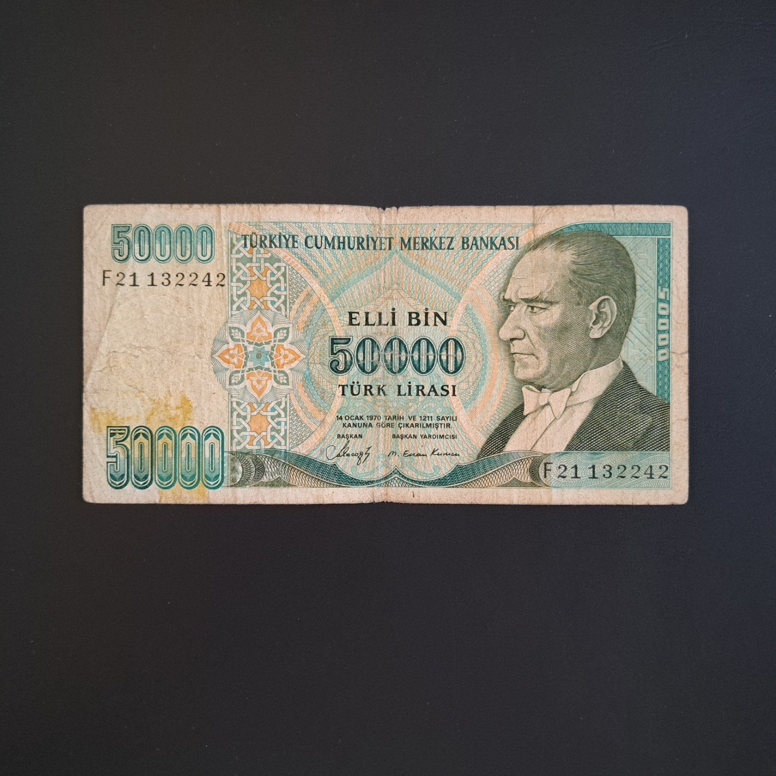 50000 lira Turkije #005, Postzegels en Munten, Bankbiljetten | Europa | Niet-Eurobiljetten, Verzenden, Overige landen, Los biljet