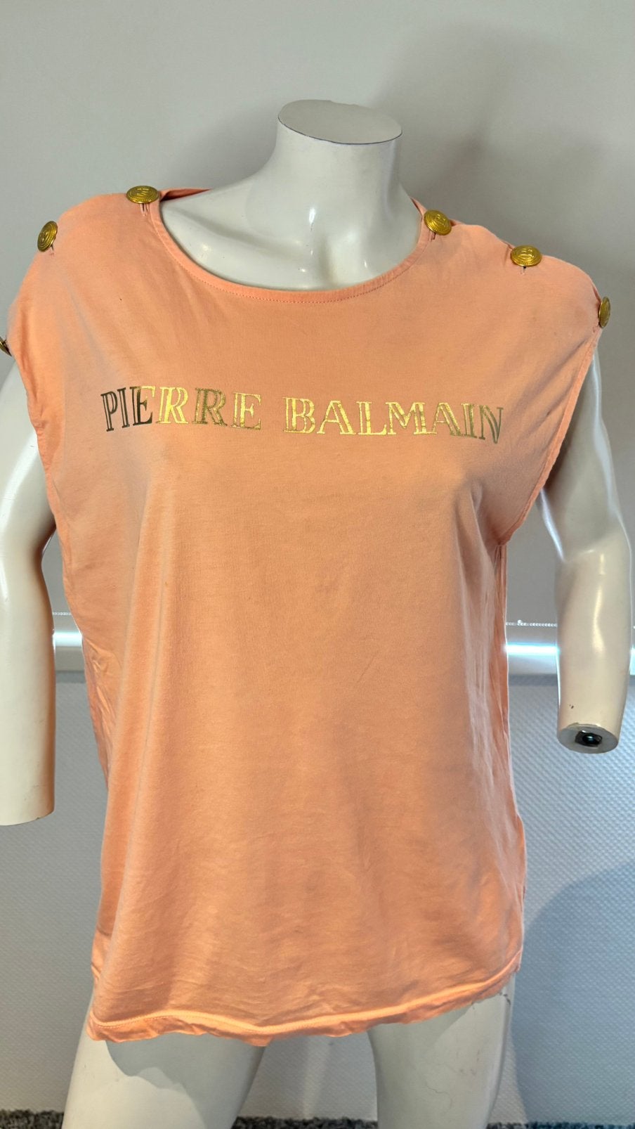 Pierre balmain shirt met goudkleurige letters maat 40, Maat 38/40 (M), ., Oranje, Ophalen of Verzenden