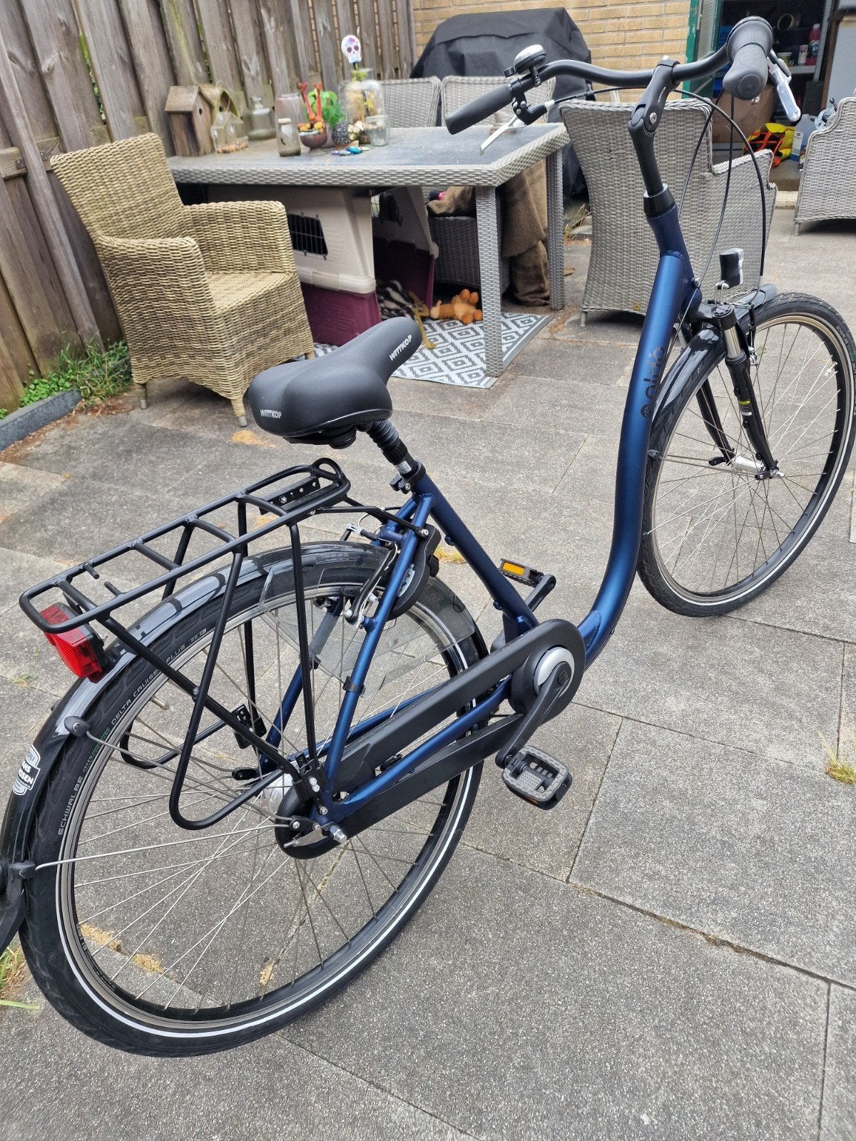 Dames/Herenfiets met lage instap en 7 versnellingen, Gebruikt, Velgrem, Versnellingen, 50 tot 53 cm