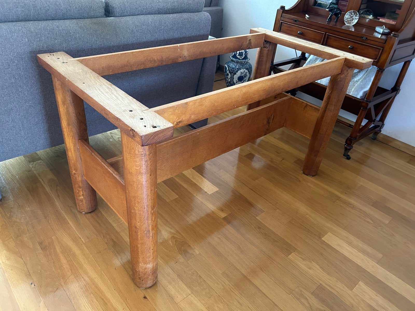 Massief eikenhouten tafelframe, Huis en Inrichting, Ophalen, Tafelpoot, Gebruikt, 100 tot 150 cm