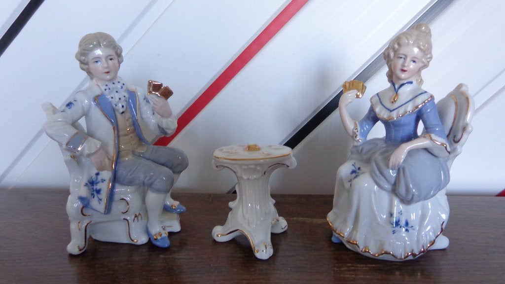 Antieke/vintage porseleinen beeldjes Kaartspelers, Verzamelen, Ophalen, Zo goed als nieuw, Mens