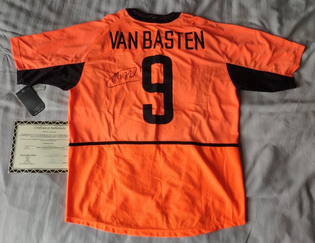 Marco van Basten gesigneerd oranje shirt XL Nike NL elftal, Ophalen, Zo goed als nieuw, Overige binnenlandse clubs, Shirt
