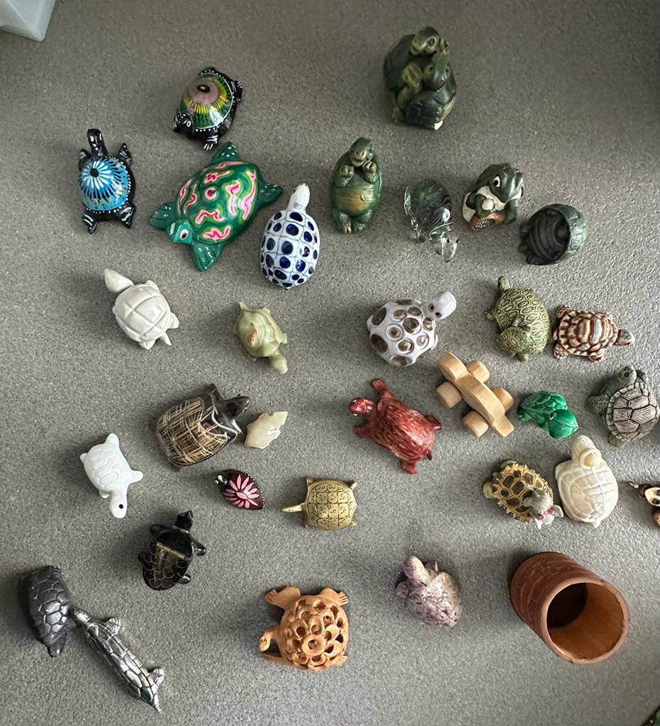 Grote verzameling miniatuur schildpadden - unieke exemplaren, Verzamelen, Ophalen, Gebruikt, Reptiel of Amfibie, Beeldje of Figuurtje