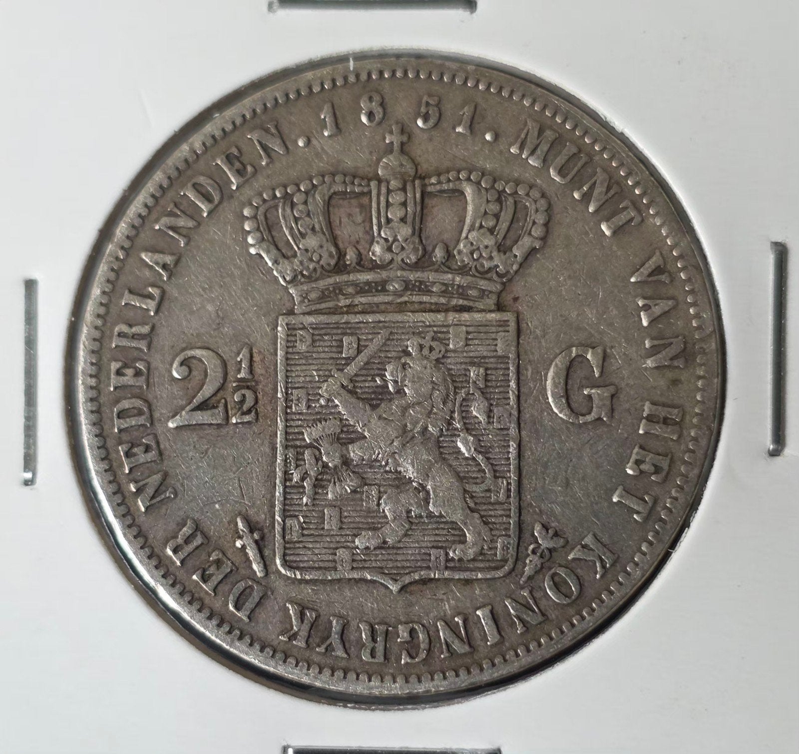 2,5 gulden 1851 Nederland, Koning Willem III, Verzenden, Zilver, Losse munt