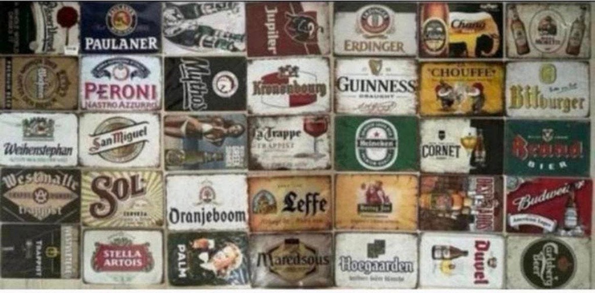 Metalen wandbord Bier 20x30 cm (3 voor 21€) Aanbieding!, Ophalen of Verzenden, Zo goed als nieuw, Reclamebord