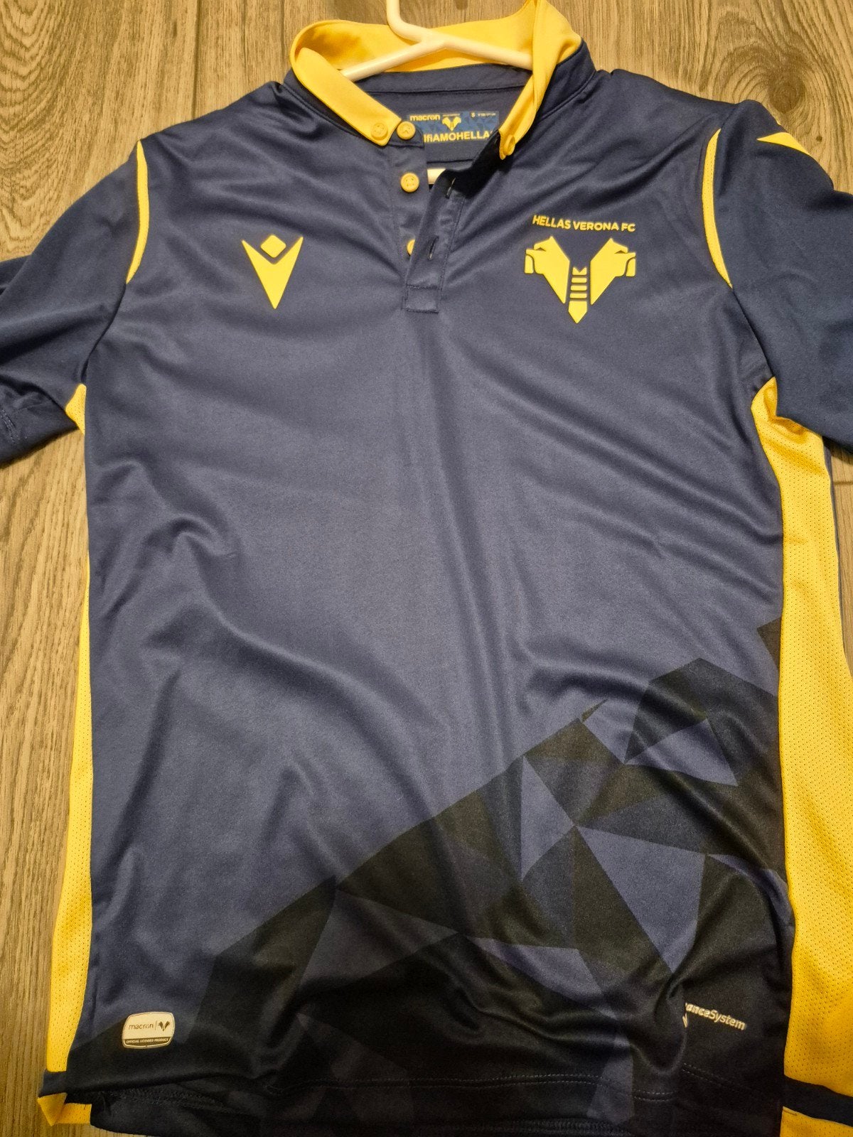Hellas Verona FC Macron voetbalshirt - Maat S, Blauw, Ophalen of Verzenden, Voetbal, Maat 46 (S) of kleiner