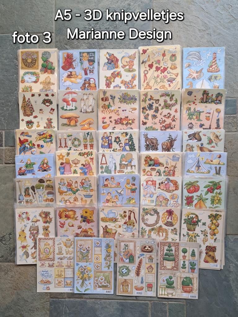 01...A5 - 3D KNIPVELLEN 34 SOORTEN-244 PAKKETJES, Ophalen of Verzenden, Nieuw, Overige thema's, Knipvel