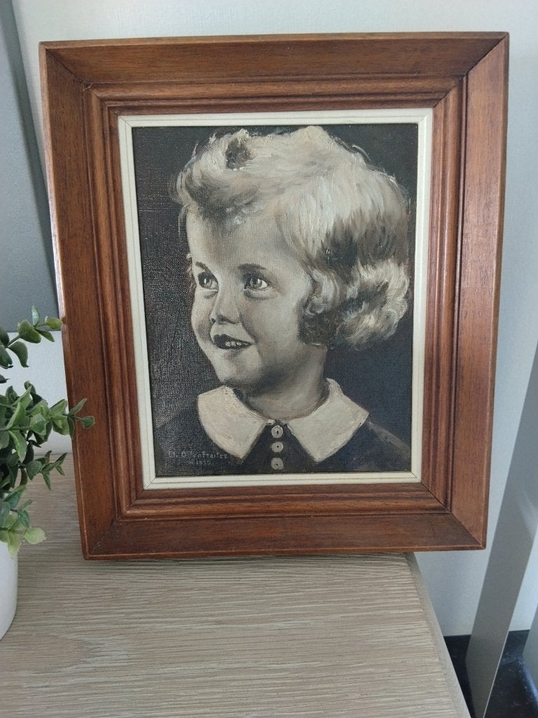 vintage houten kader schilderij , geschilderd, Antiek en Kunst, Kunst | Schilderijen | Klassiek, Ophalen of Verzenden, Ingelijst