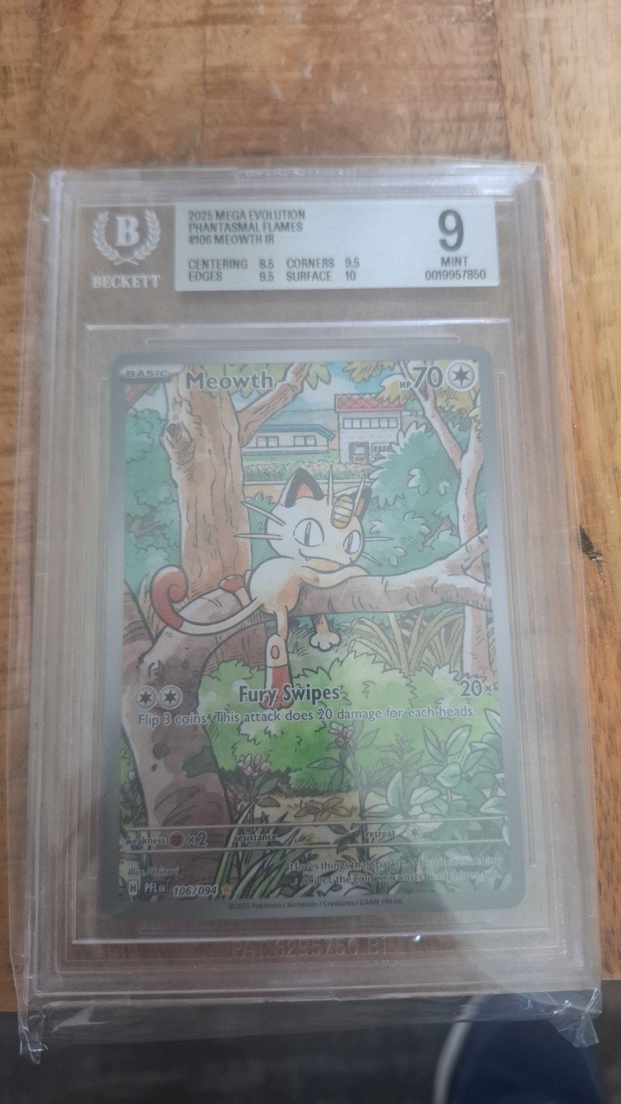 Meowth 2023 Pokemon Kaart BGS 9 Mint Graded, Ophalen of Verzenden, Zo goed als nieuw, Losse kaart, Foil