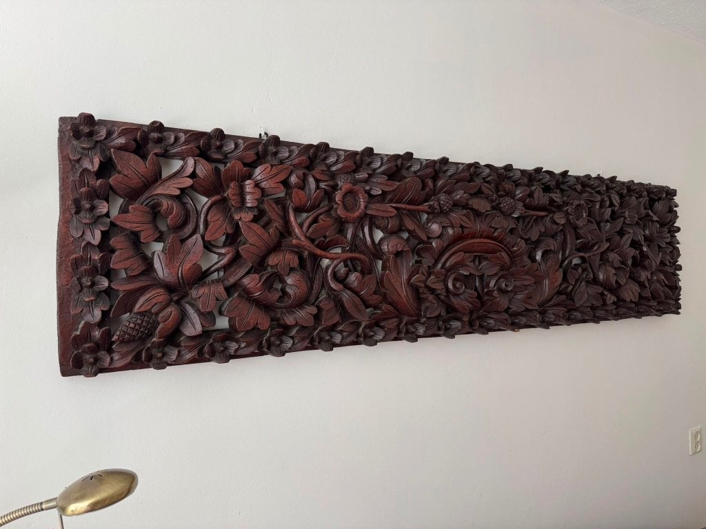 Indonesisch houten wandpaneel, Ophalen, Oosters, 60 cm, Decoratieobject
