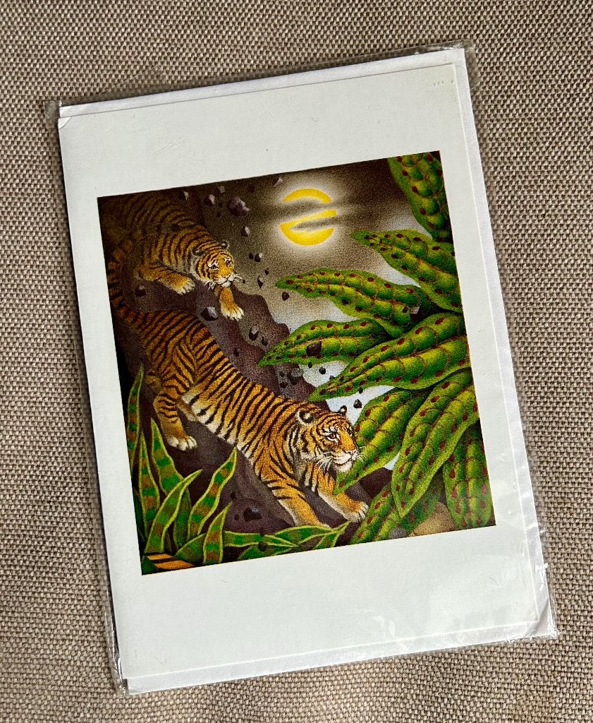 Vintage Wenskaart tijgers met envelop, Diversen, Ophalen of Verzenden, Nieuw