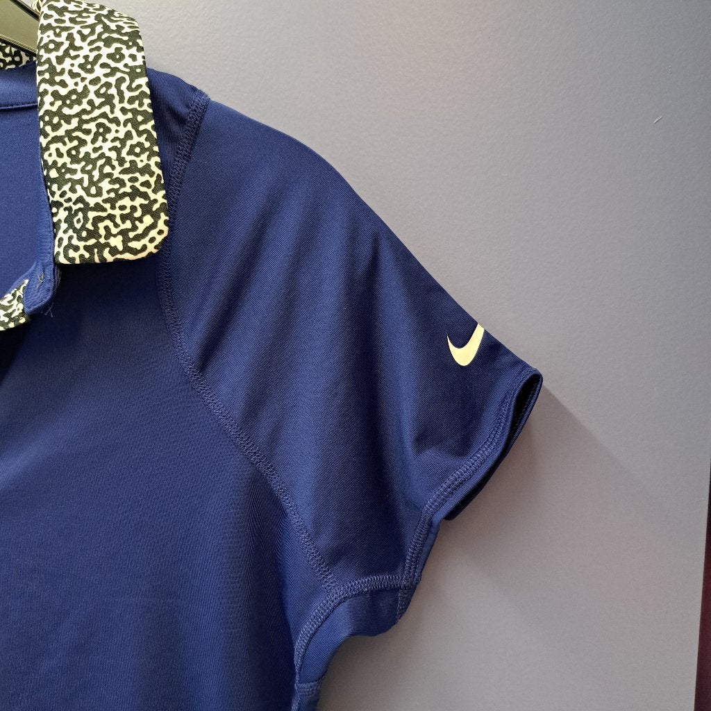 Nike Dri-Fit Sport Polo blauw met luipaard randen mt M 50691, Kleding | Dames, Sportkleding, Maat 38/40 (M), Blauw, ., Overige typen