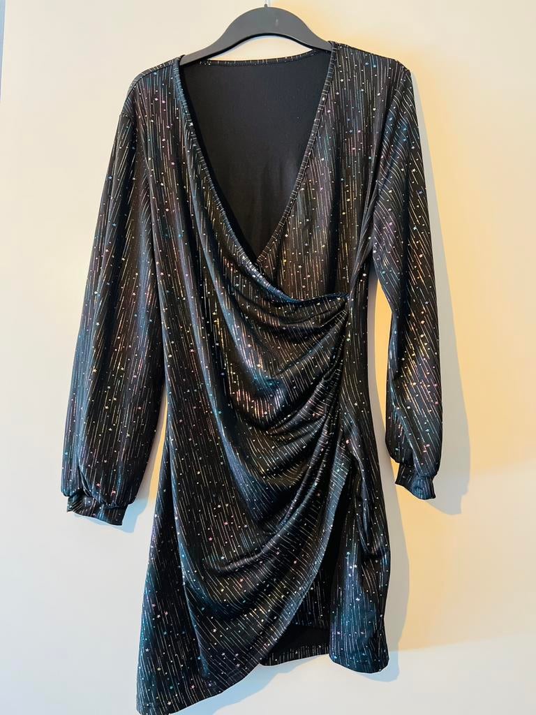 Jurk met veelkleurige glitters, Zwart, Maat 46/48 (XL) of groter, Ophalen of Verzenden, Zo goed als nieuw