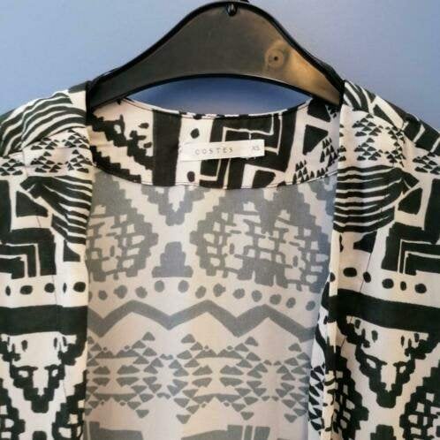 Costes dun lang vest in zwart /wit printje mt XS-S nr 35410, Costes, ., Zwart, Ophalen of Verzenden