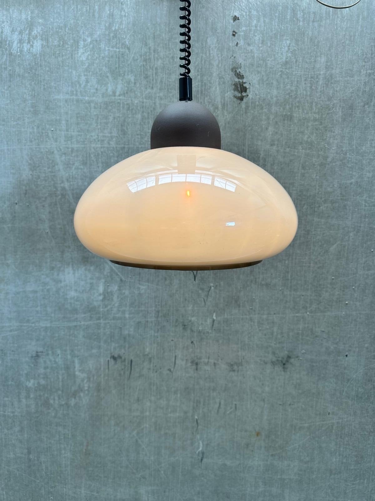 Mushroom Hanglamp Trekpendel van Dijkstra, Jaren 70, Ophalen, Kunststof, Gebruikt, E27 (groot)