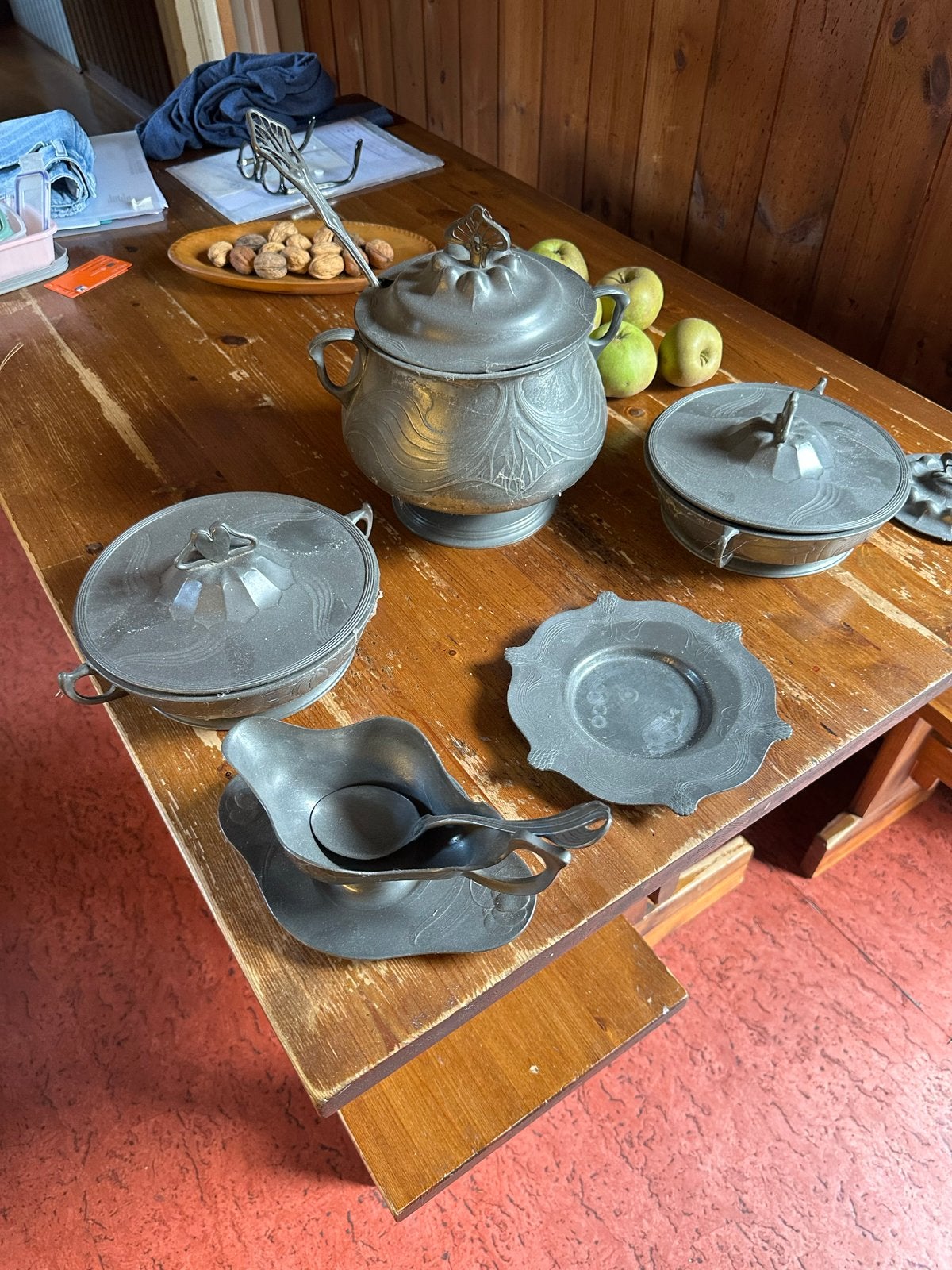 Antiek tinnen servies set - Orivit 2128, 2218, 2272, 2137,, Antiek en Kunst, Ophalen of Verzenden