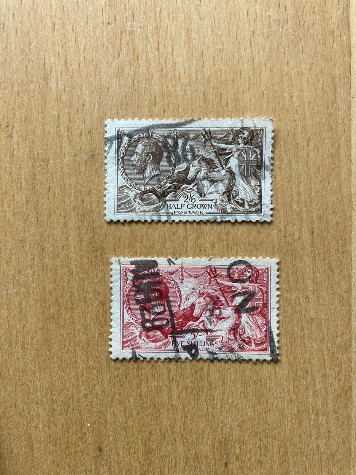 GB Engeland seahorses 2/6 en 5 Sh druk Bradbury Wilkinson, Ophalen of Verzenden