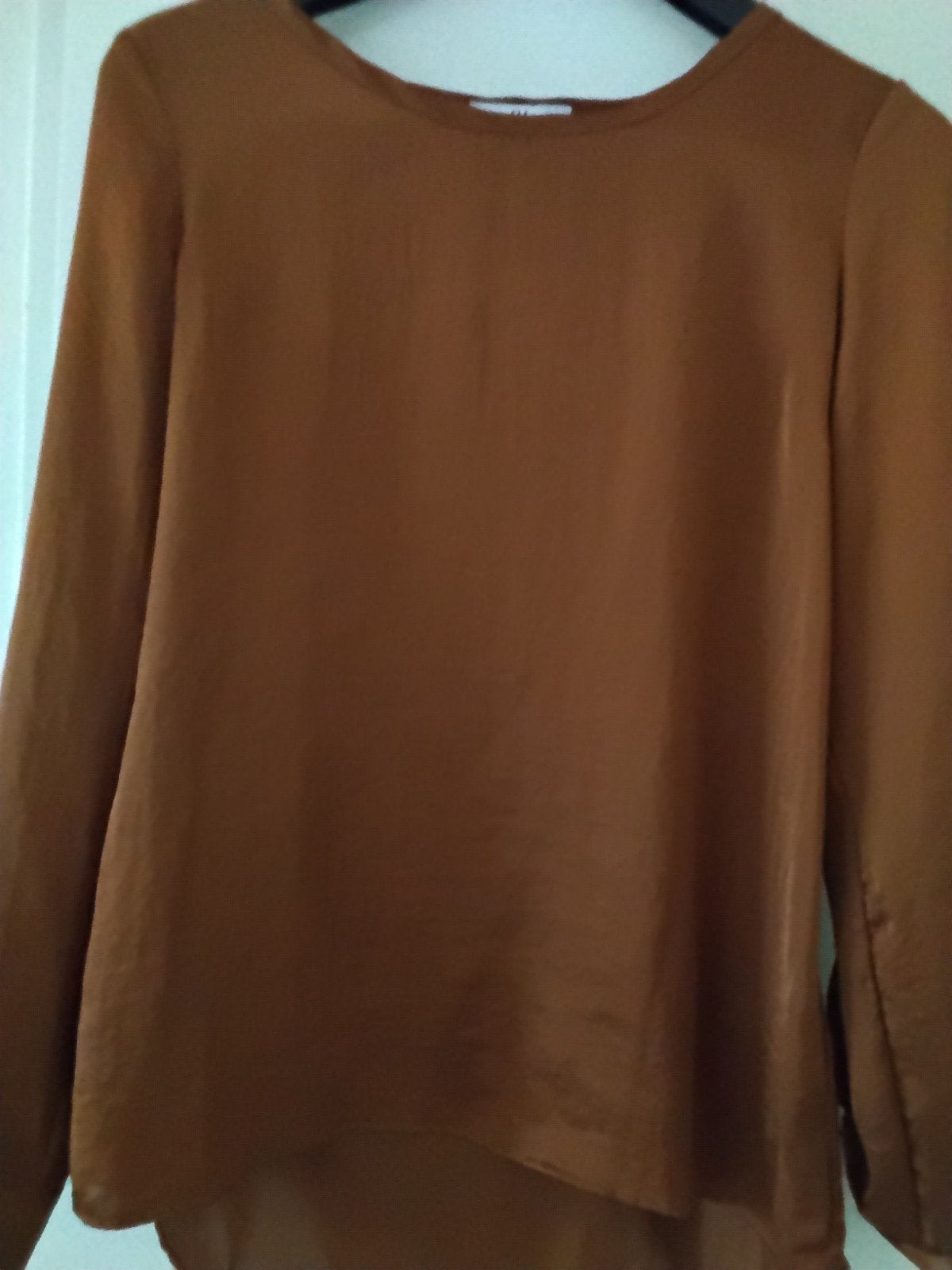 blouse camel bruin Peter Hahn 34/36, Kleding | Dames, Blouses en Tunieken, Ophalen of Verzenden, Zo goed als nieuw, Maat 34 (XS) of kleiner