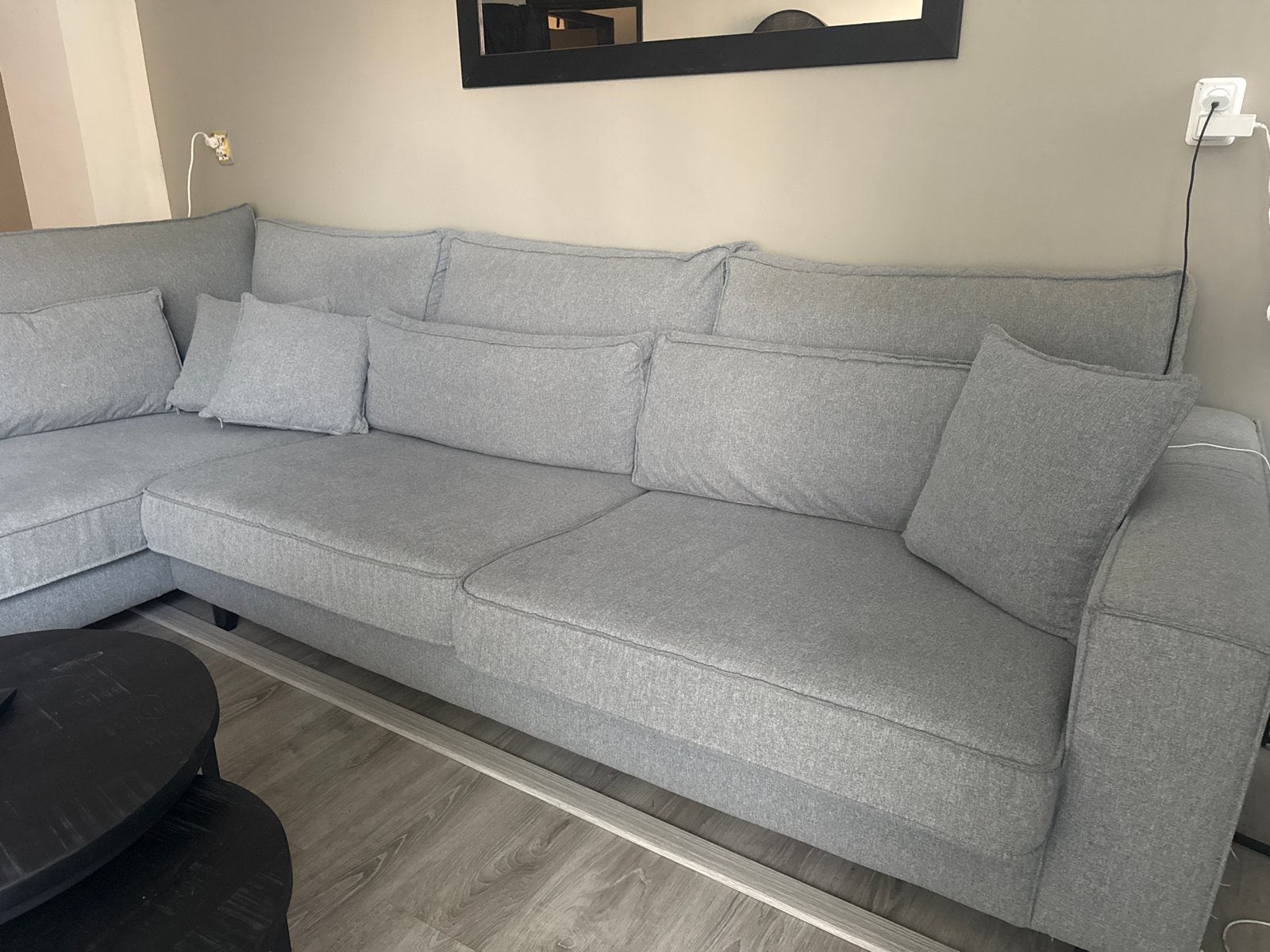 Grijze Hoekbank - Comfortabel en Modern Design, Ophalen, 250 tot 300 cm, 100 tot 125 cm, Hoekbank