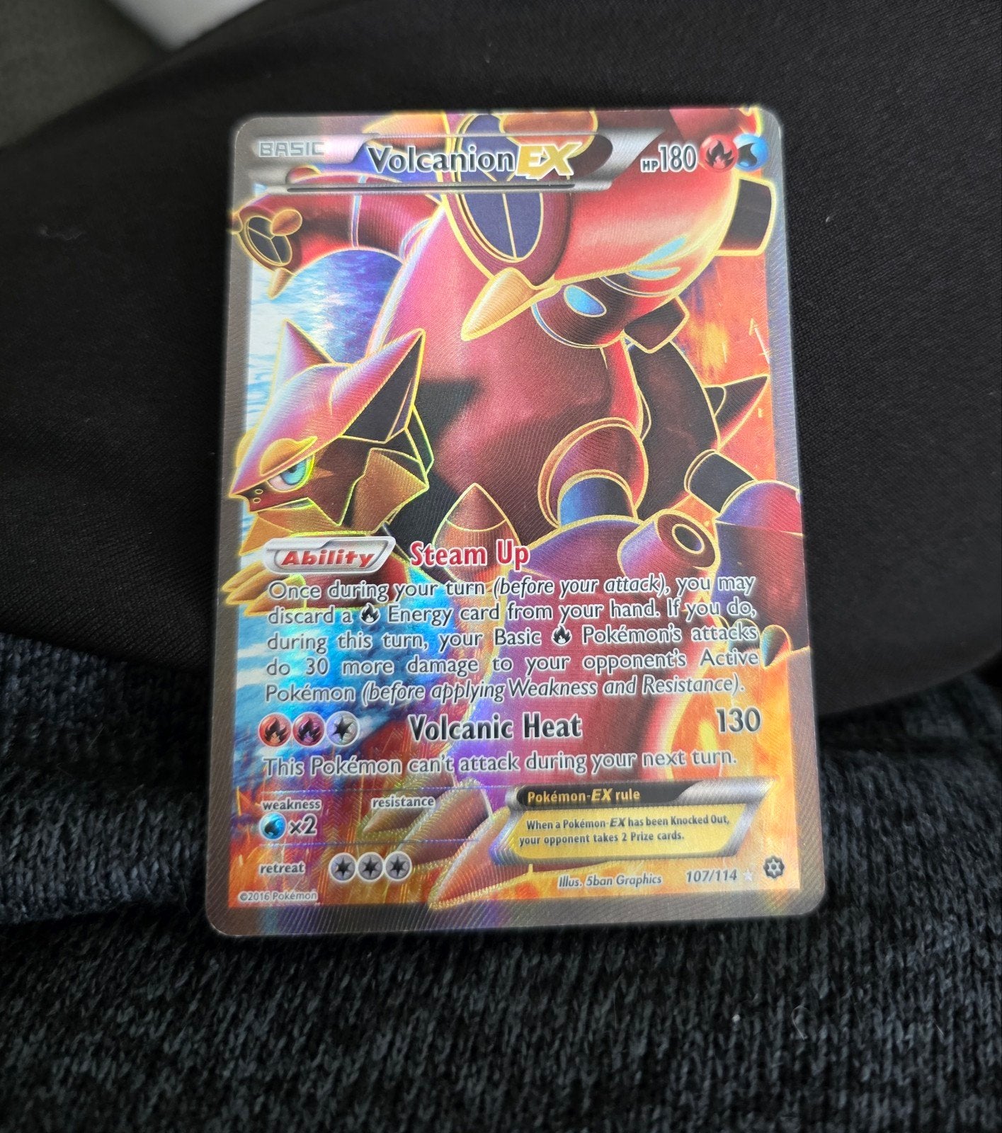 Volcanion EX Pokémon Kaart - Full Art Holo, Ophalen of Verzenden, Gebruikt, Losse kaart, Foil