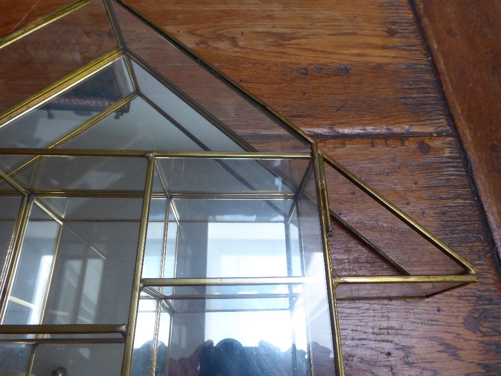 Vintage glas in koper kastje, huis, Ophalen of Verzenden