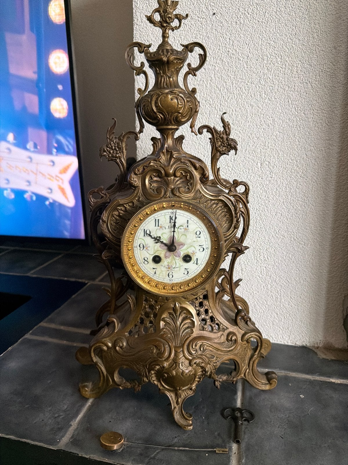 Antieke bronzen pendule - J. Lazard St. Etienne, Ophalen