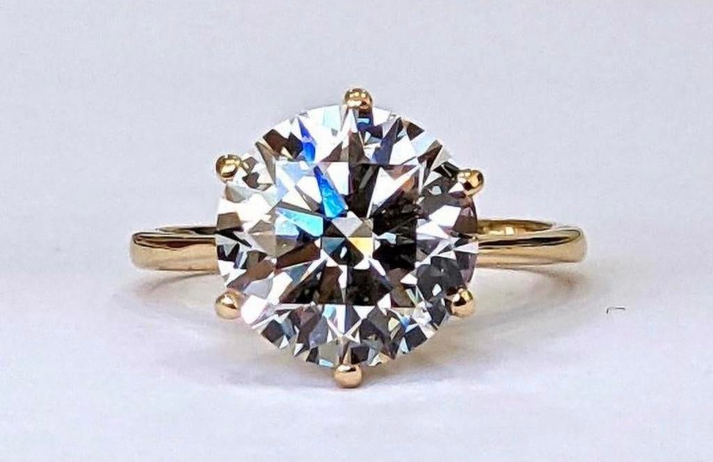 18 karaat geelgouden ring met 4,00 crt lab-grown diamant, Sieraden, Tassen en Uiterlijk, Ringen, Ophalen of Verzenden, Zo goed als nieuw