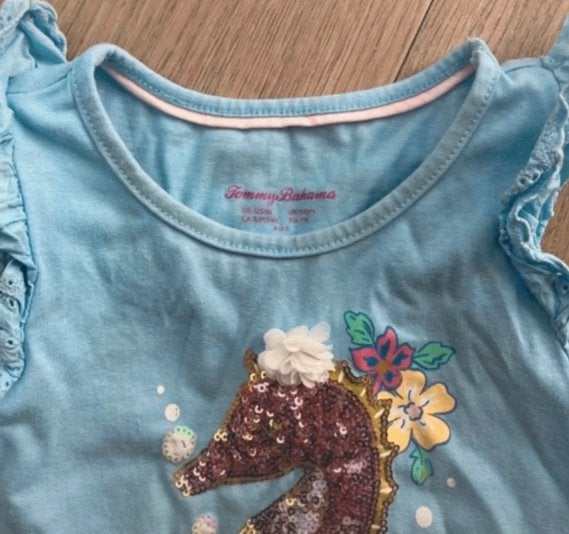 Zomer Setje donkerblauw rokje en shirt 110/116, Meisje, Ophalen of Verzenden, Zo goed als nieuw, Jurk of Rok