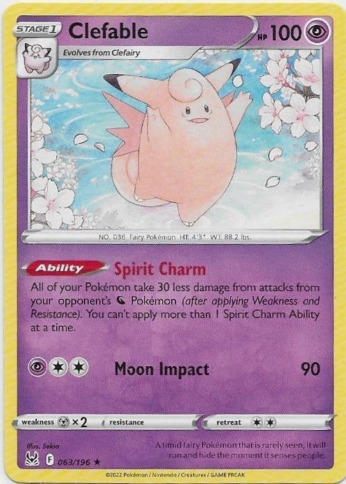 Lost Origin,  Clefable [rare] 63/196, Verzenden, Nieuw, Losse kaart