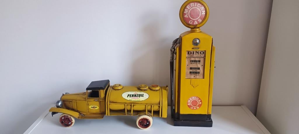 Vintage Pennzoil Tankwagen & American Gas Pomp Decoratie, Ophalen, Zo goed als nieuw, Auto's