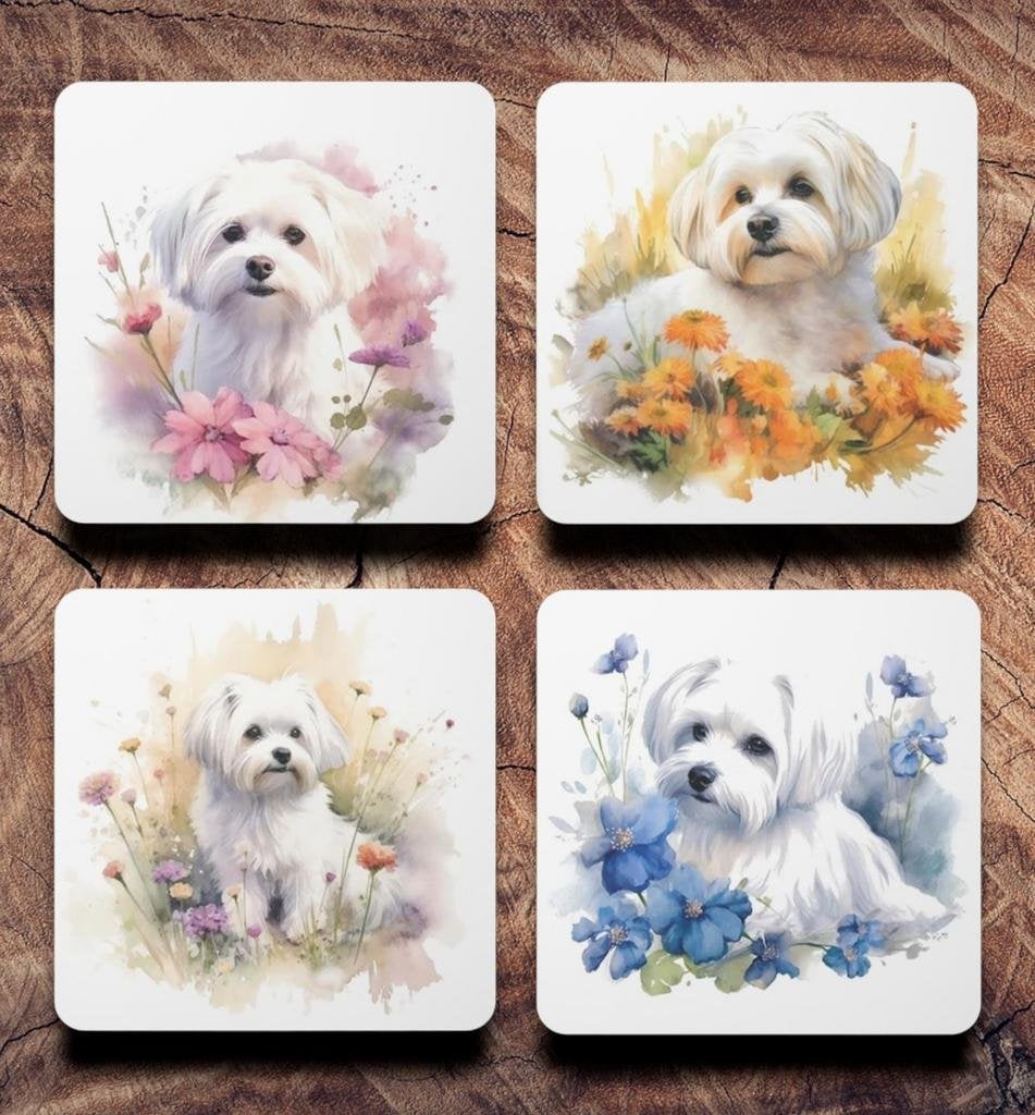 Maltezer Aquarel onderzetters met houder, Huis en Inrichting, Ophalen of Verzenden, Nieuw