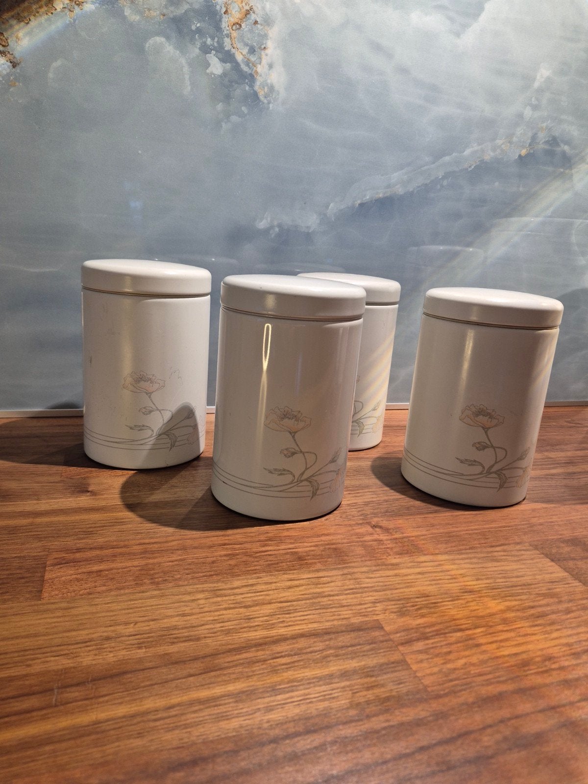 4 vintage Brabantia blikken, Ophalen of Verzenden, Voorraadpot, Metaal, Wit
