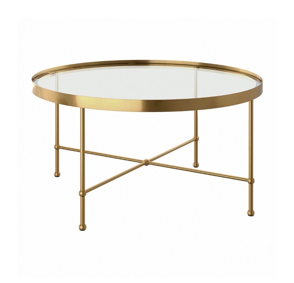 Ikea Torsjö - Salontafel goud/glas 88cm, Huis en Inrichting, Tafels | Salontafels, Ophalen, Rond, Nieuw, 50 tot 100 cm