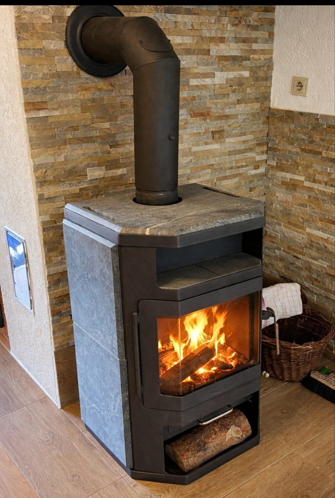 Speksteenkachel 8 kW - Vrijstaand, Huis en Inrichting, Kachels, Ophalen, Gebruikt, Houtkachel, Vrijstaand