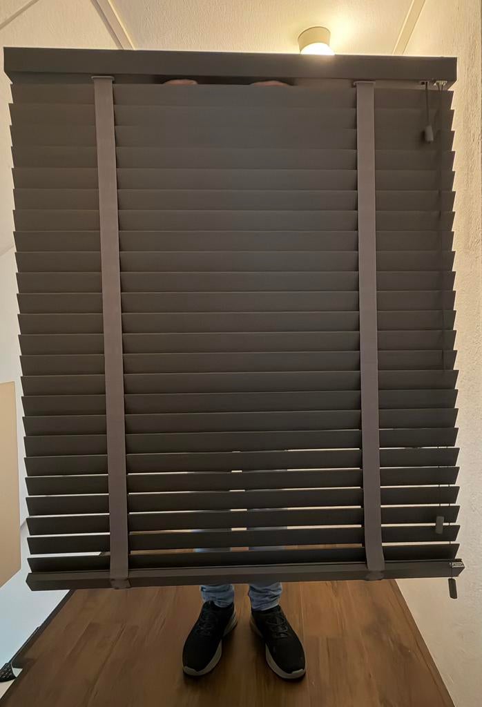 Houten jalozie met ladderband (960x1130), Ophalen, Zo goed als nieuw, Grijs