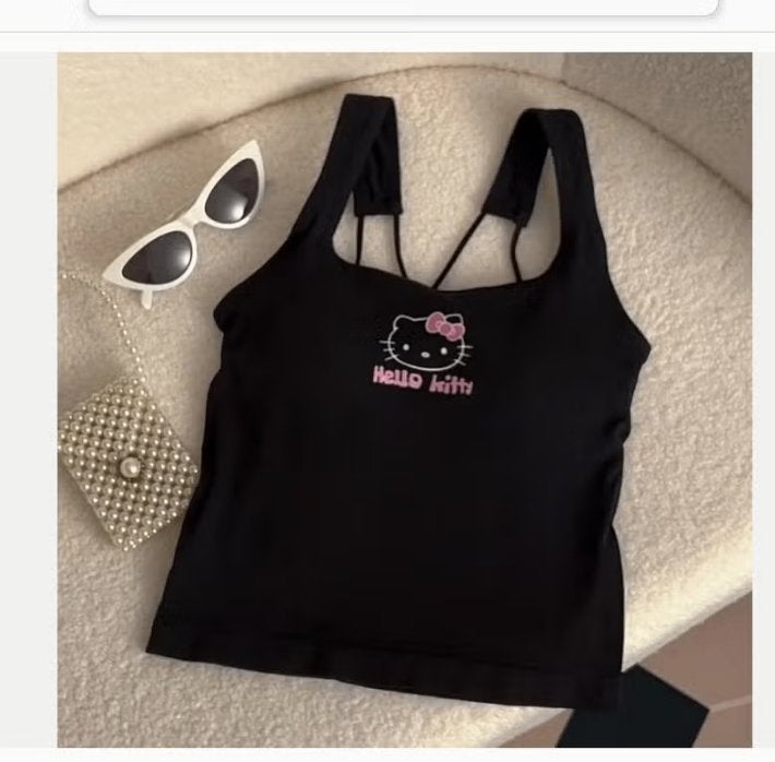 Sanrio Hello Kitty top Y2K met borstpads, Kleding | Dames, Ophalen of Verzenden, Nieuw, Maat 38/40 (M), Zonder mouw