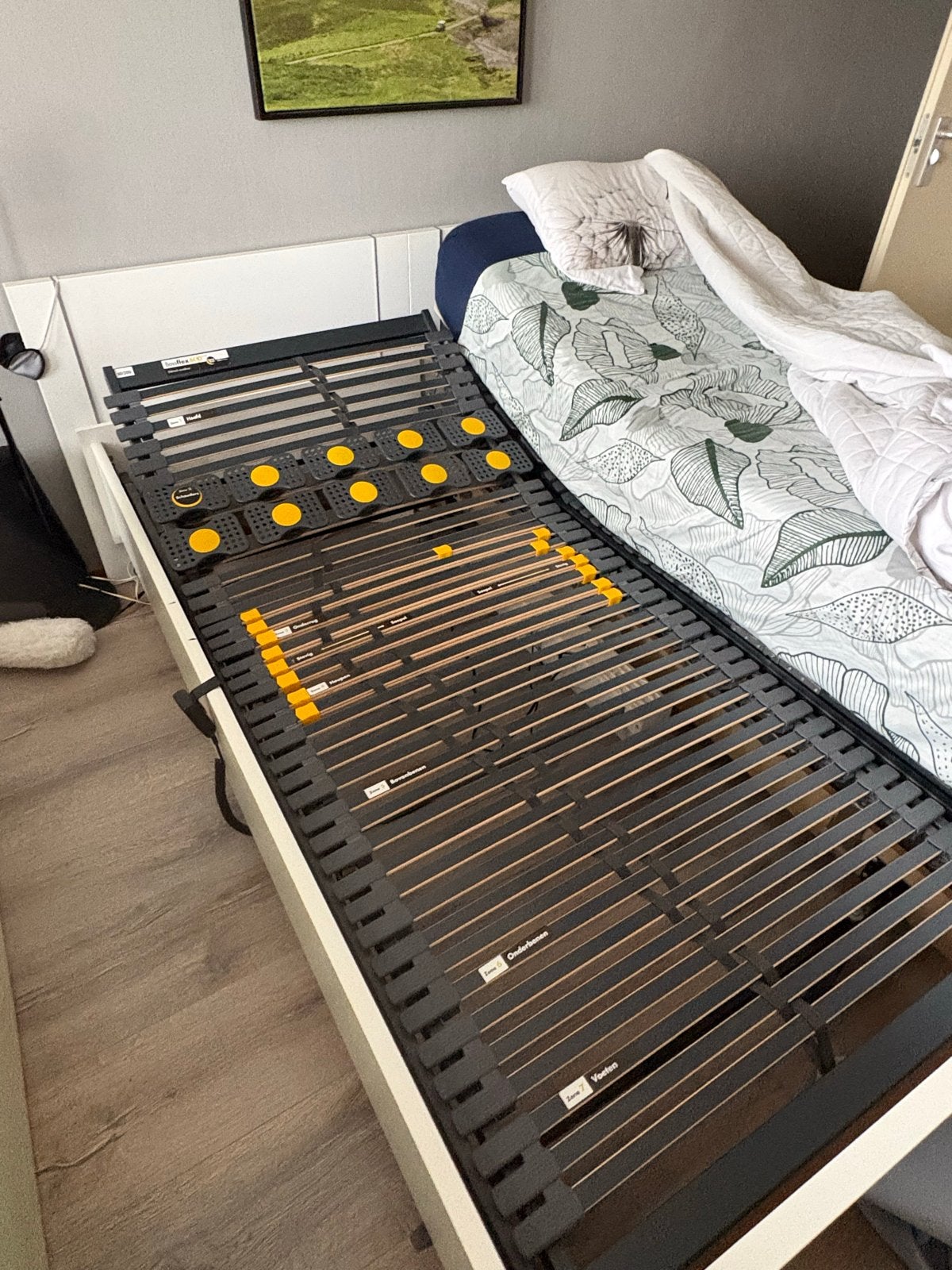 2 elektrische verstelbare lattenbodems met afstandsbediening, Huis en Inrichting, Verstelbaar, 90 cm, Eenpersoons, Zwart